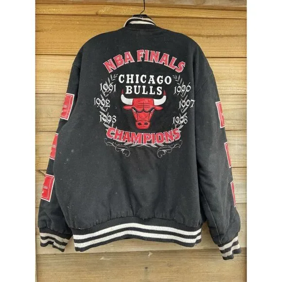 Vintage Rare Chicago Bulls NBA Championships Jacket Large Reversible *READ DES** - Picture 10 of 16
